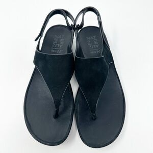 NATURALIZER GENN-DETECT SUEDE‎ OPEN TOE ANKLE STRAP BLACK 9.5